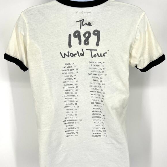 Taylor Swift 1989 World Tour Swiftie Ringer T Shirt 100% Soft Cotton Size M - Picture 2 of 7
